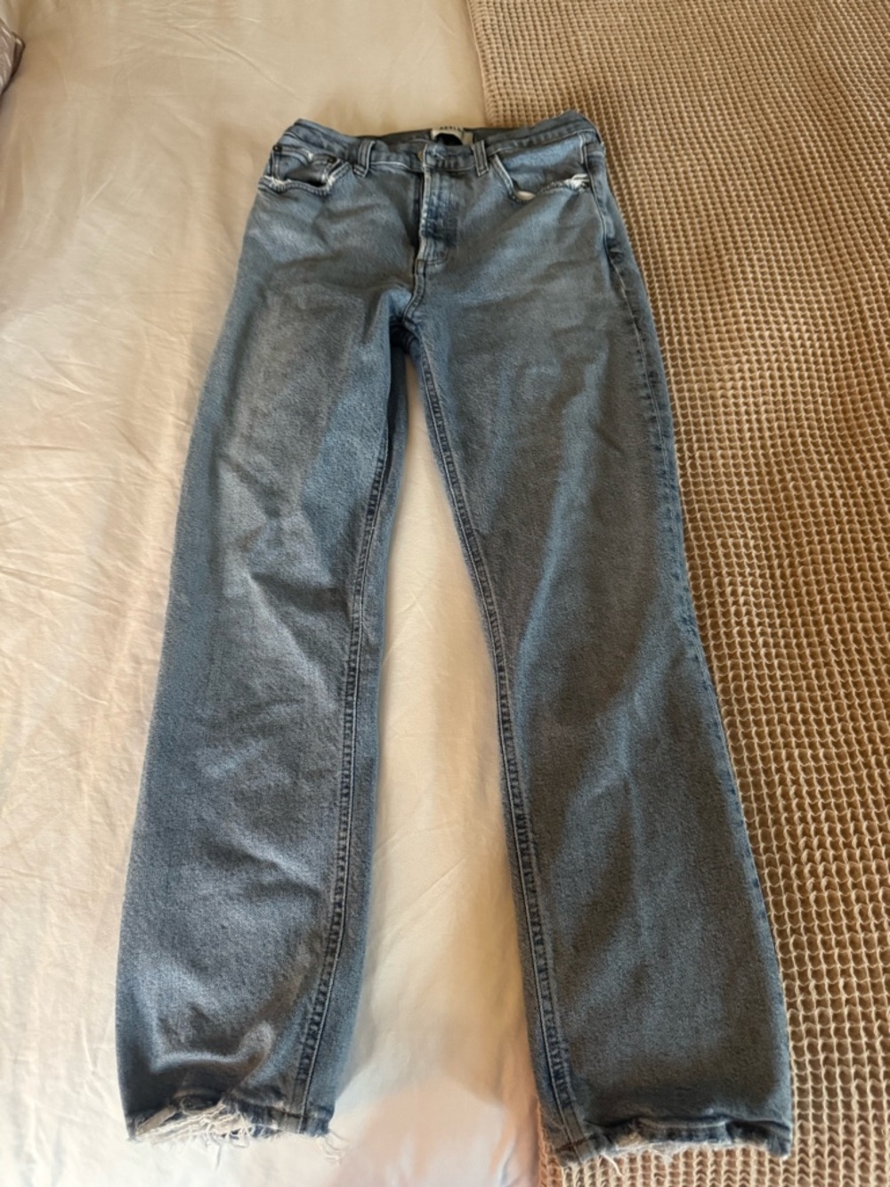 Light Blue Agolde Straight Leg Jeans